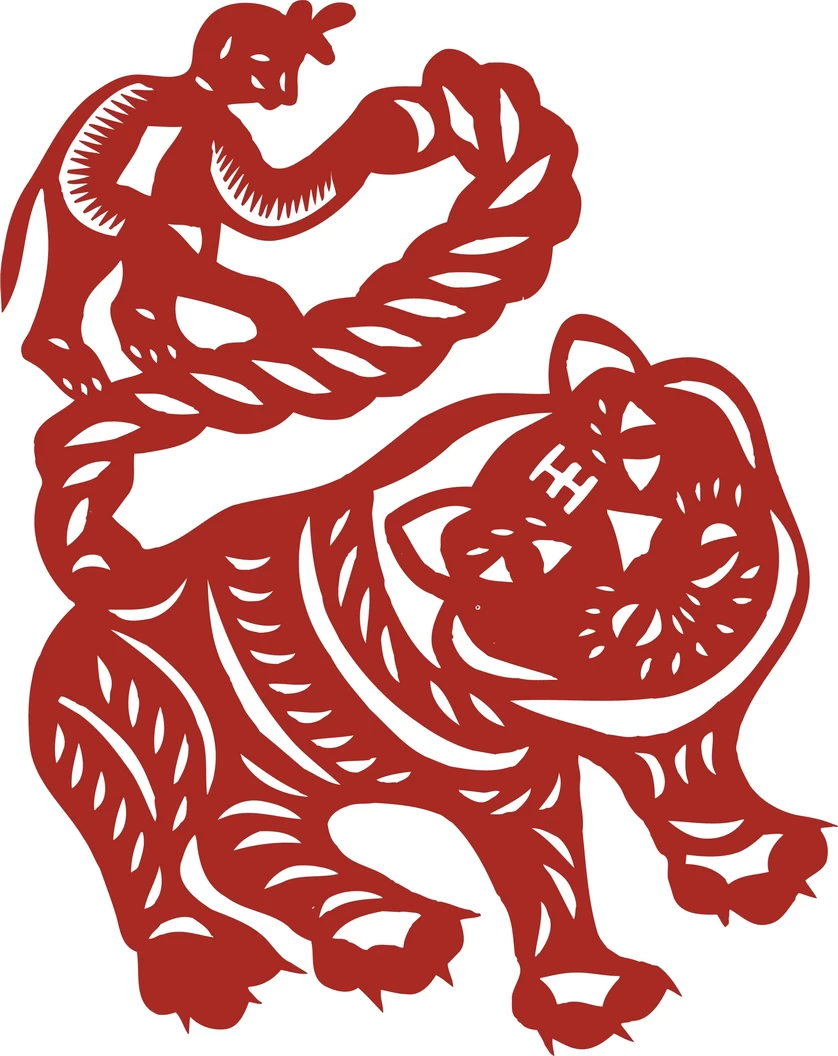 中国风中式传统喜庆民俗人物动物窗花剪纸插画边框AI矢量PNG素材【2293】
